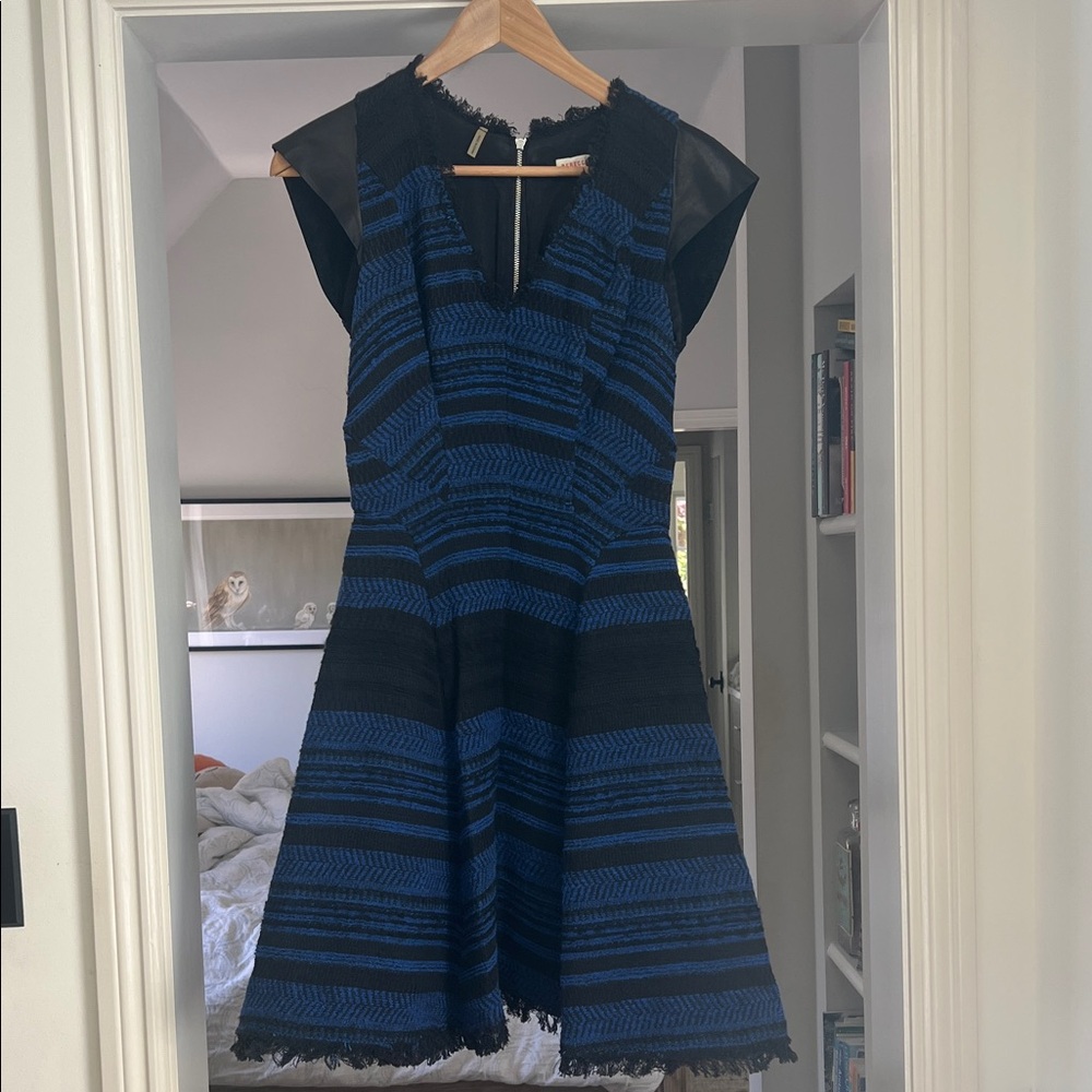 Rebecca Taylor Blue and Black A Line Mini Dress